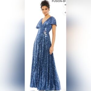 Mac Duggal Sequined Butterfly Sleeve Wrap Over A Line Gown 10773 size 6 dress